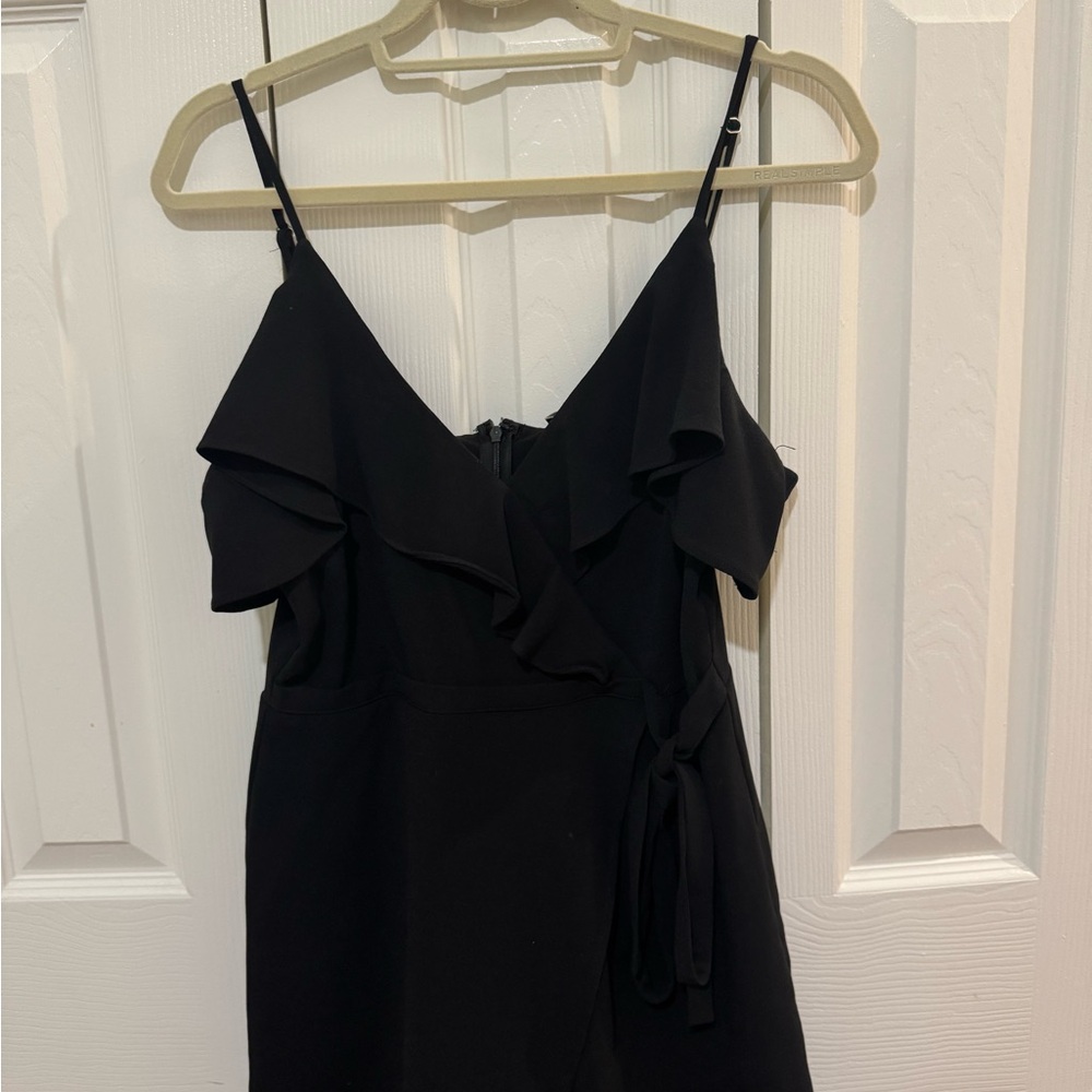 Blue Blush Black Spaghetti Strap Romper